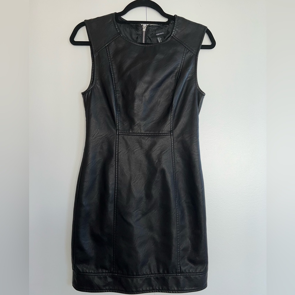 Black Vegan Leather Sleeveless Dress - Forever 21 (late 2000s)